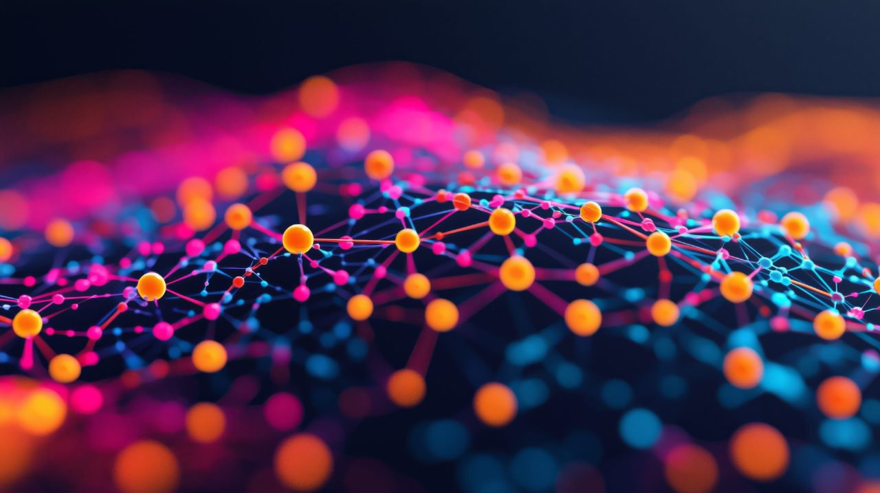 Abstract Network Structure with Colorful Nodes and Lines