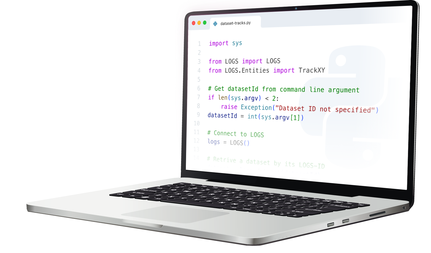 LOGS Python on a laptop screen
